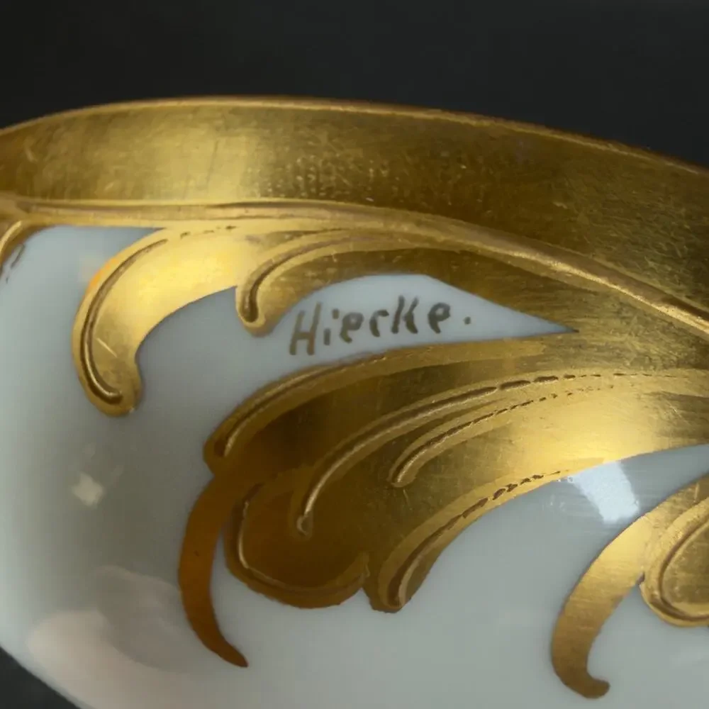 6x T&V Limoges France White Porcelain Compote Footed Bowl SIGNED BOHL gold trim